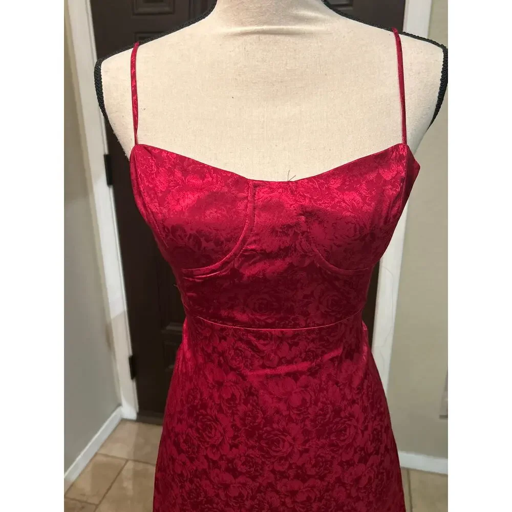Princess Polly Diva Mini Red Wine Satin Dress